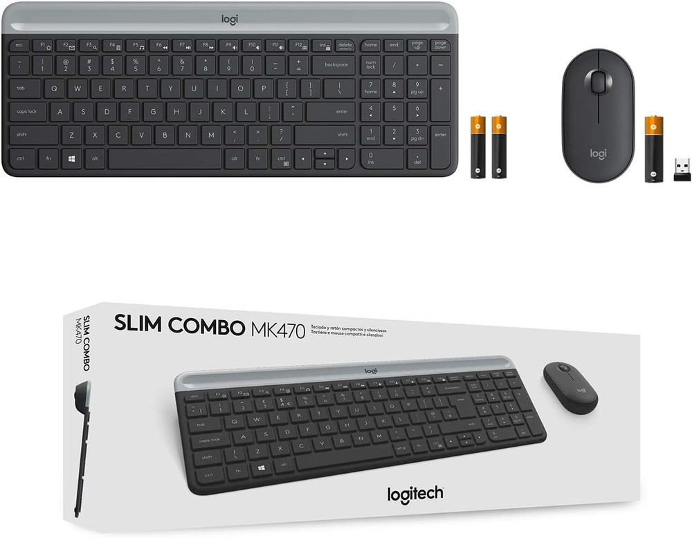 Ultra-Slim MK470 Wireless Keyboard & Mouse Combo - Ambidextrous Design, Graphite