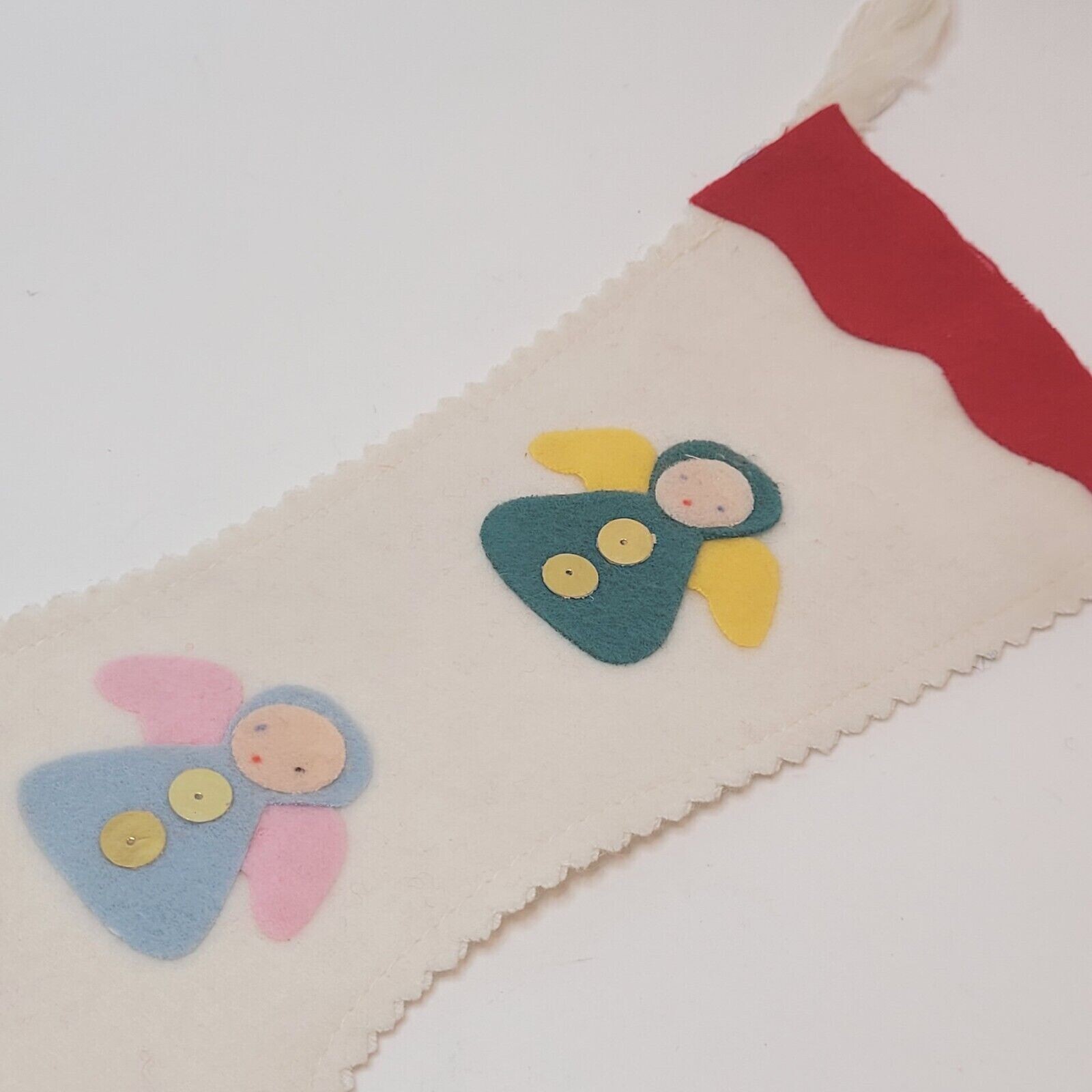 Vtg Felt Christmas Stockings Set Of 2 Toy Soldier & Angels Naive Style Japan?