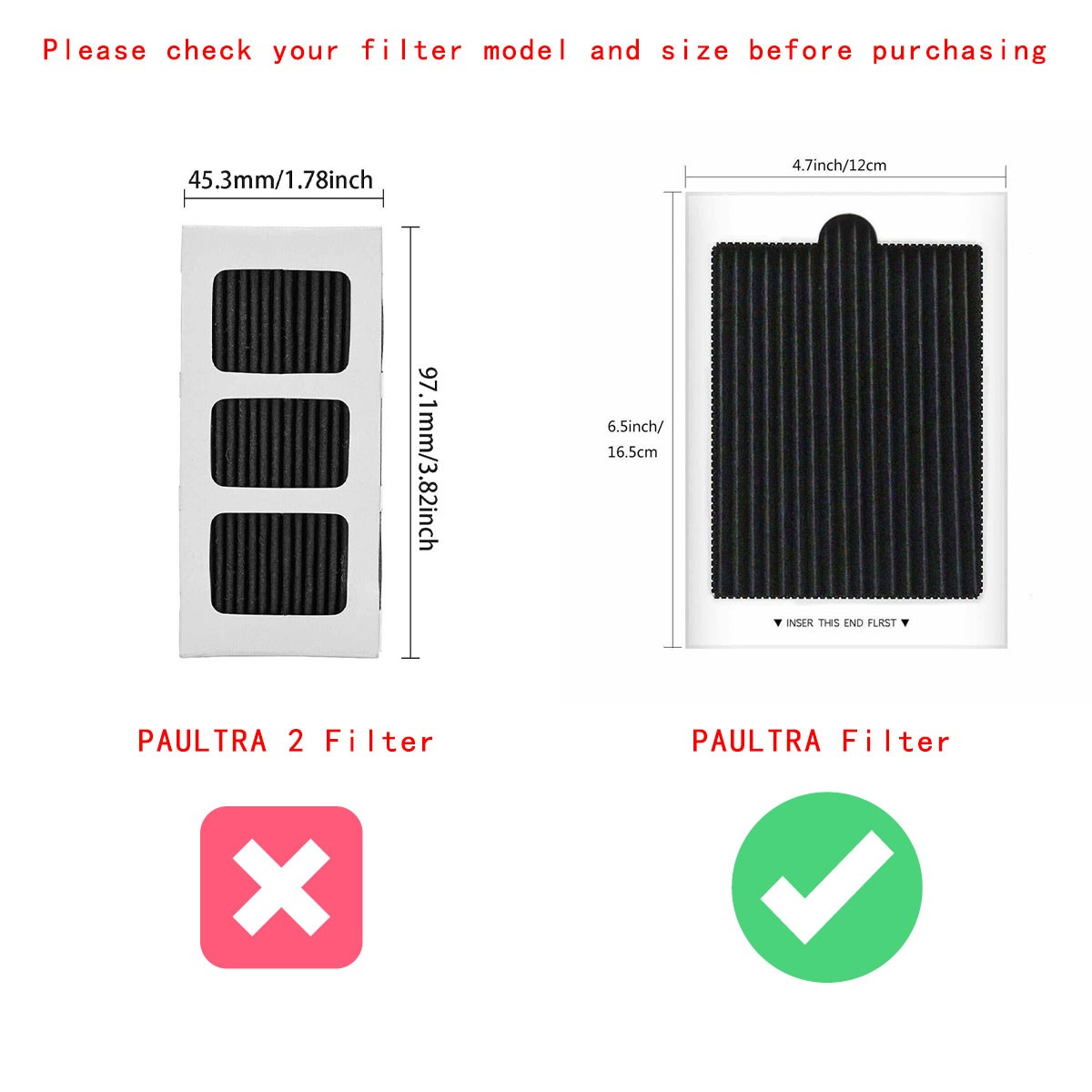 2 PACK Refrigerator Air Filter Replacement for Frigidaire PAULTRA Pure Air Ultra