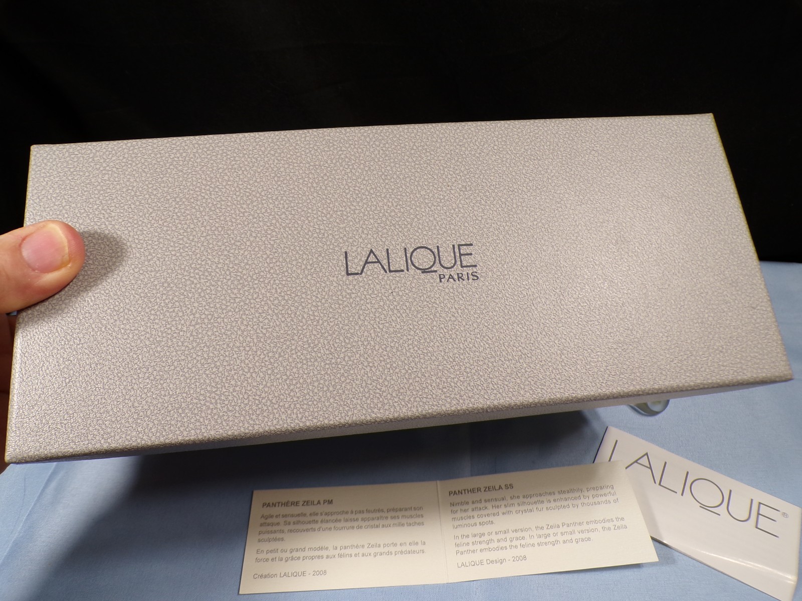 Lalique France Crystal Stalking Zeila Panther Figurine w/ Box 8 1/4" Long