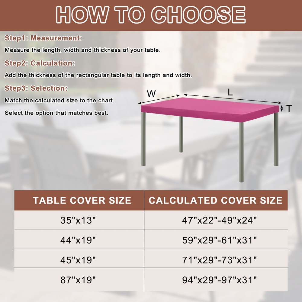 Fitted Tablecloth Fit 4ft Rectangle Table, Table Cover (48"x23", Rose Red)