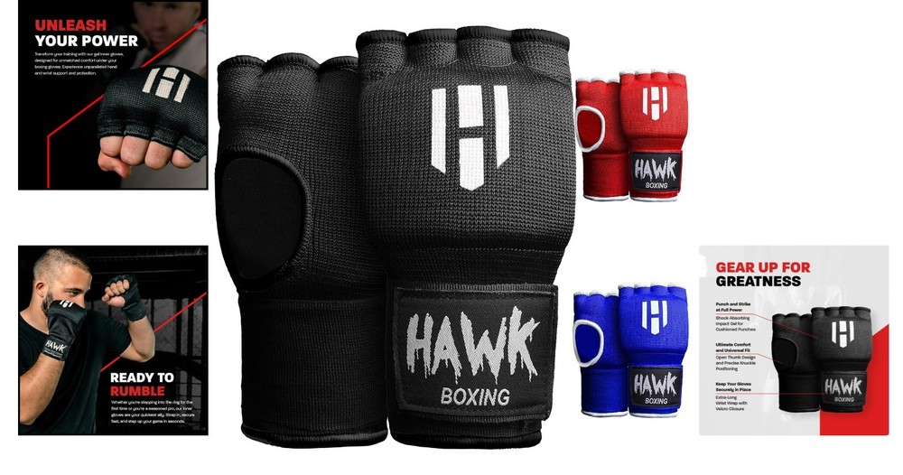 Professional Boxing Inner Gloves with Gel Padding & Quick Wraps - Small-Medium