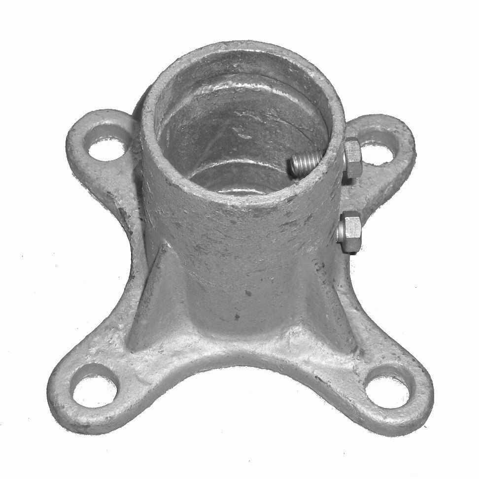 Chain Link Floor Flanges, Malleable Steel, Galvanized - Multiple Sizes