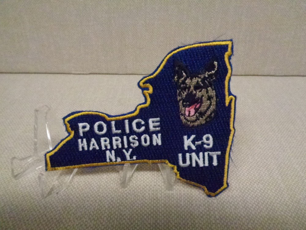 HARRISON (NY) POLICE DEPT K-9 UNIT PATCH, OBOLETE, STATE SHAPE
