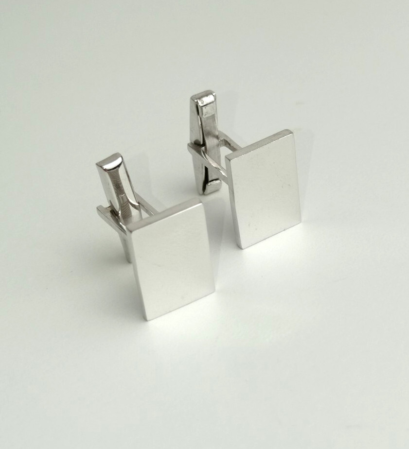 925 Silver Men's Rectangular Cufflinks Freee Gift Box