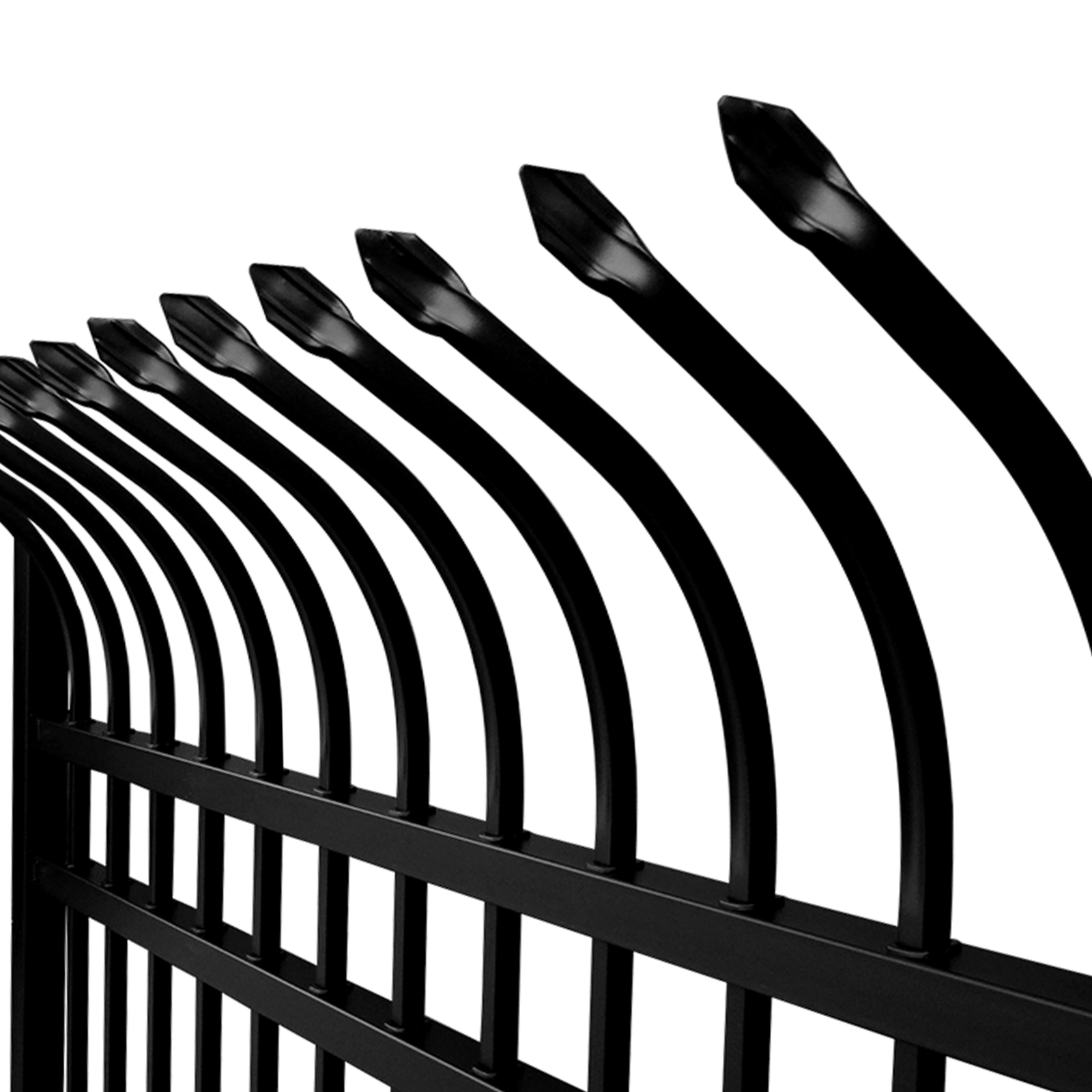 ALEKO Garden Yard Steel Fence Kit 8 Panels 64 feet Curved Top Style Black