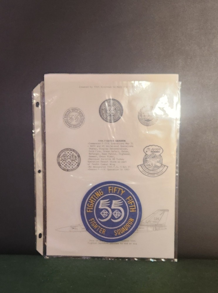 USAF Fighting 55th Fighter Squadron Patch + Info Card
