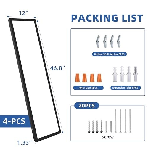 1x4 FT LED Flat Panel Selectable CCT Flush Mount 1x4 FT 4-Pack Black