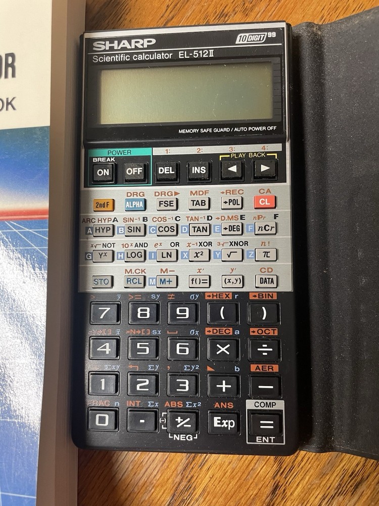 Vintage Sharp EL-512II Scientific Calculator LCD Display + Solutions Book