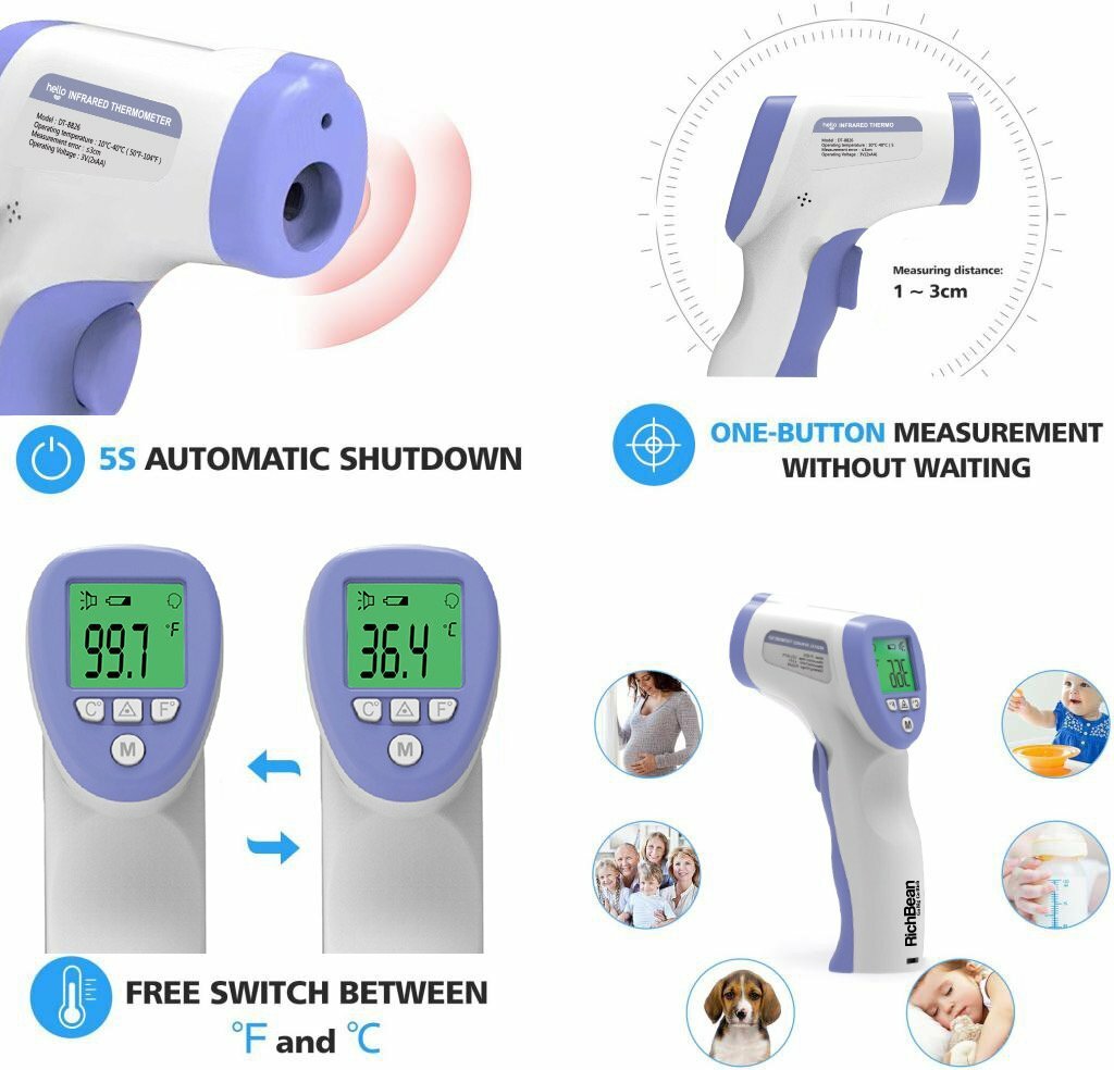 Infrared Thermometer Digital No Touch Baby Adult Temperature Gun FCC Certified