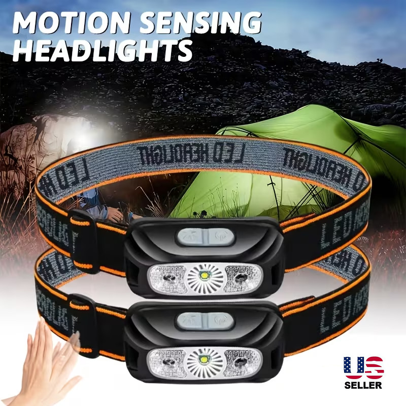 2× Rechargeable Headlamp Super Bright LED Head Light Forehead Flashlight Outdoor