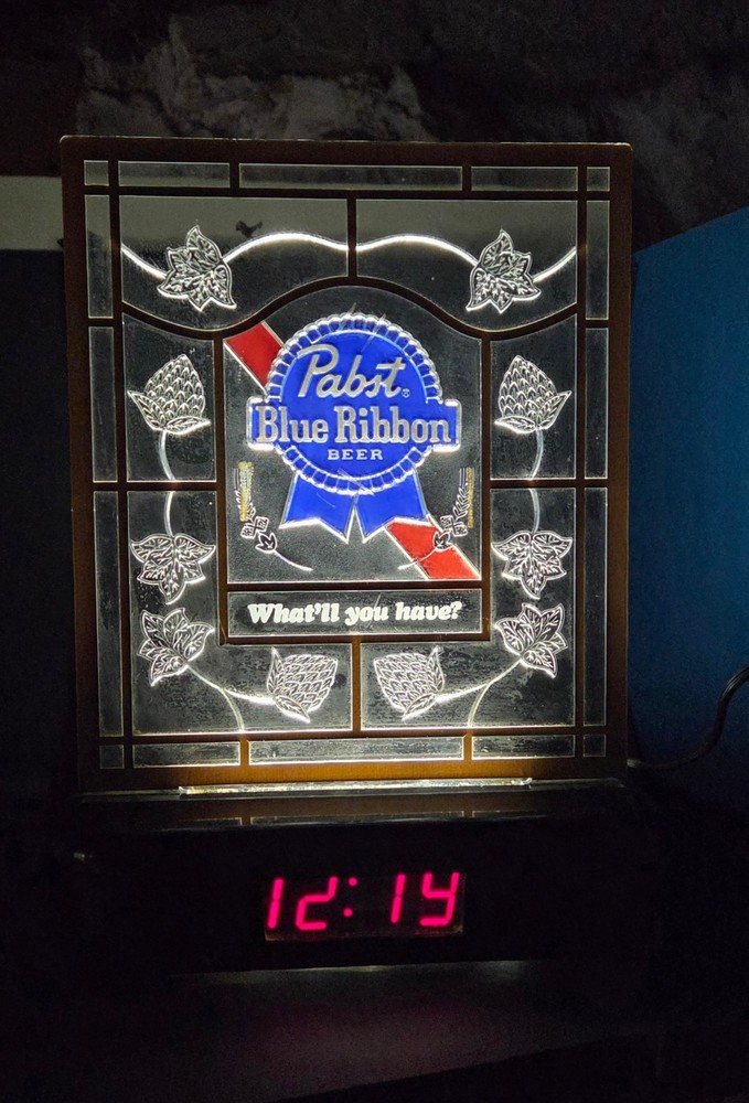 Pabst Beer Lighted Digital Clock Sign