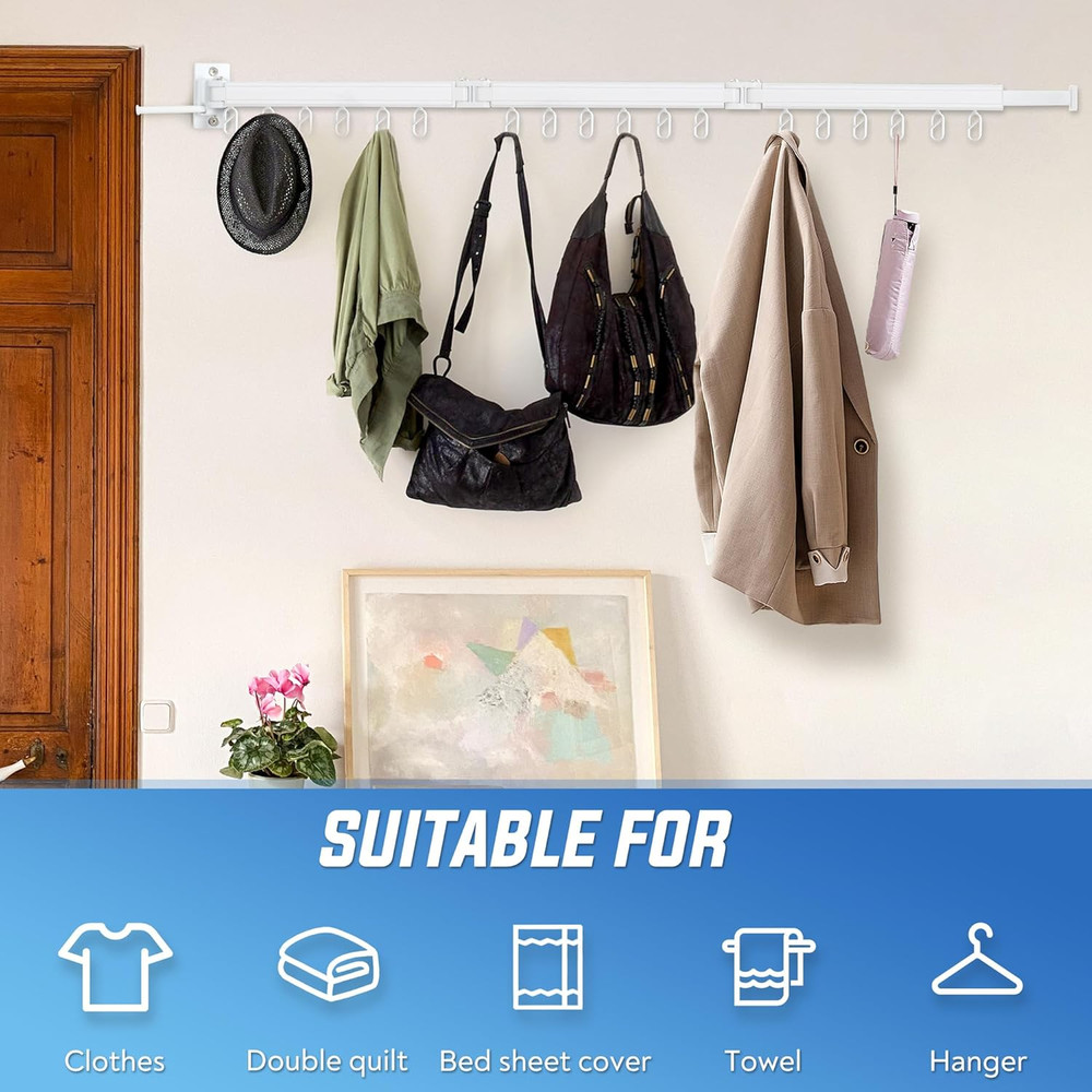 Clothes Drying Rack Wall Mounted Foldable, Retractable & Collapsible(Tri-Fold) S