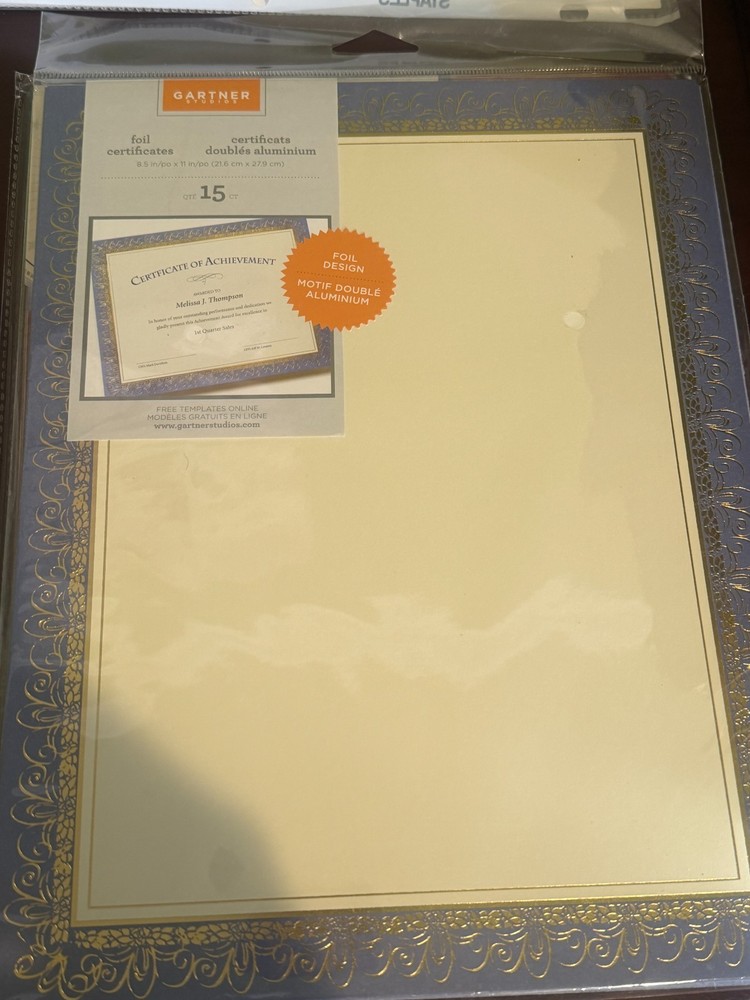 Gartner studios Foil Certificates paper (2 packs plus more)