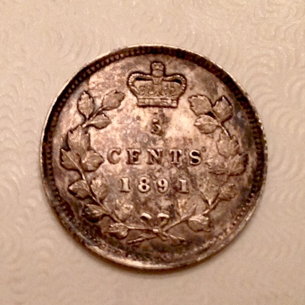 ~ 1891 Canada Victoria Five 5 Cents