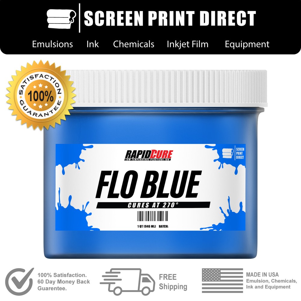 Fluorescent Blue - Screen Printing Plastisol Ink - Low Temp Cure - 32oz