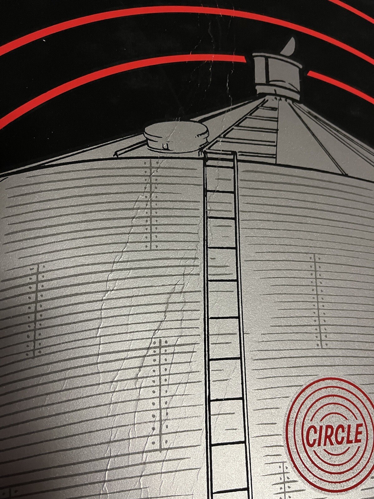 Vintage Circle Steel Grain Bin Dealer Cardboard Sign Oakland ILL MD&M Supply