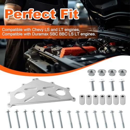 Engine Safe Stand Adapter Plate Compatible with Chevy Small/Big Block LS Silver