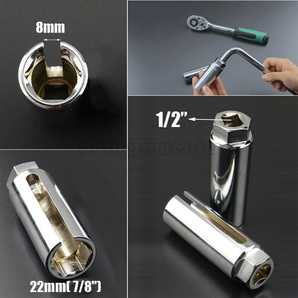 7/8'' 22mm O2 Oxygen Sensor Socket Removal Tool Side Wire Cutout 1/2" Drive US