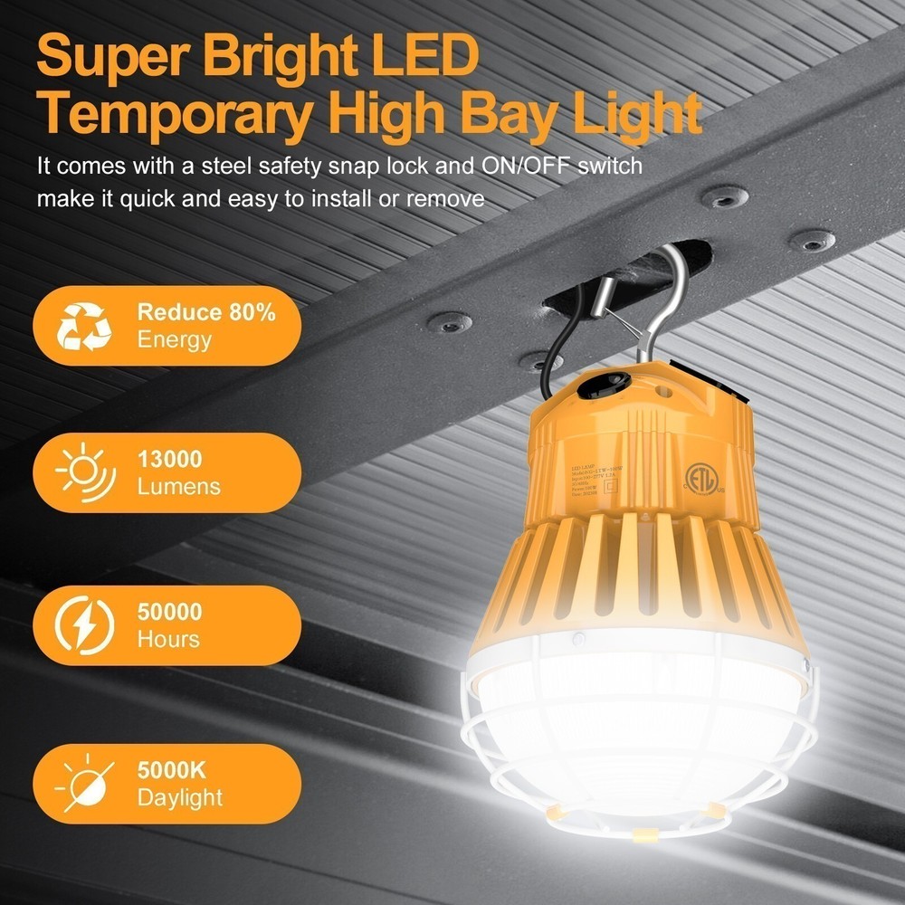 100W LED Temporary Construction Lights- Linkable Construction Hang Light 15000Lm