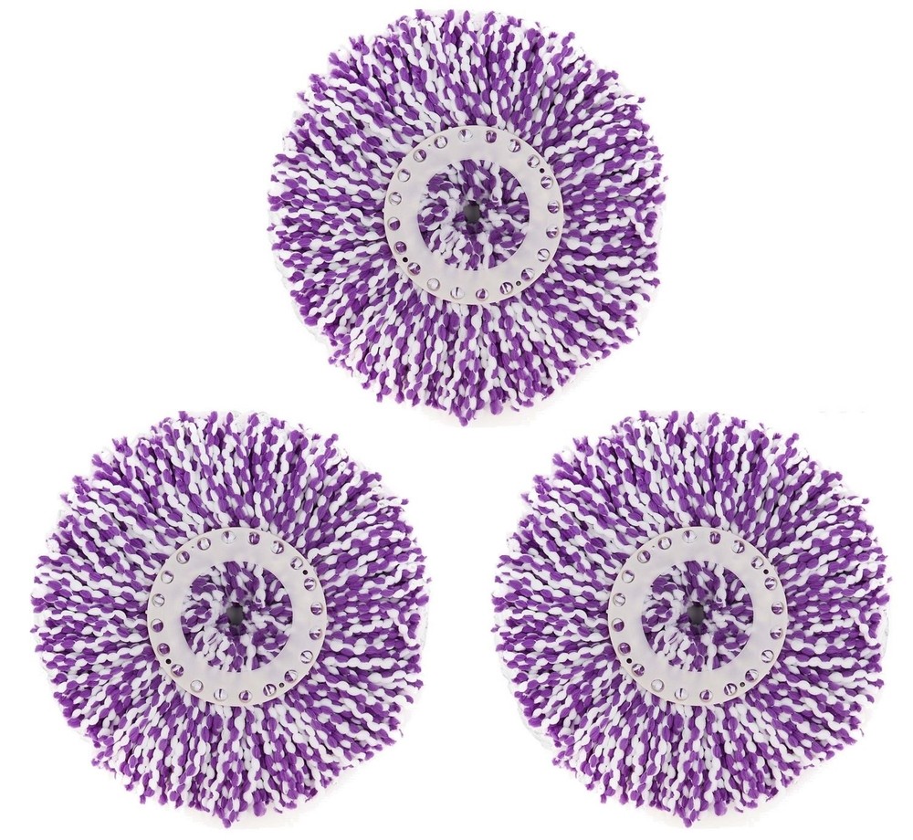 3-Pack Spin Mop Replacement Heads Round Microfiber Standard Size Mop Refills