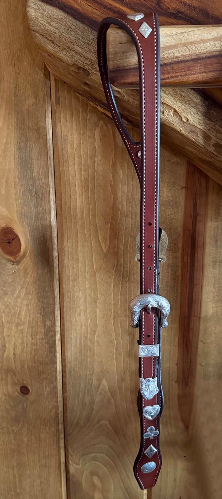 EXQUISITE Sterling SILVER Card Suit FIXED EAR HEADSTALL By TONY Of NEVADA