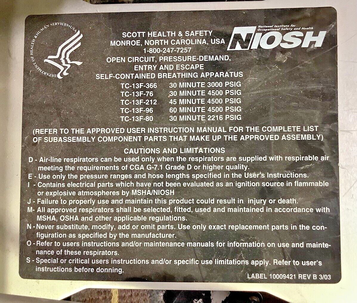 Scott 4.5 SCBA Harness with PresurPak, EZ Flo Regulator & Air Supply Firefighter