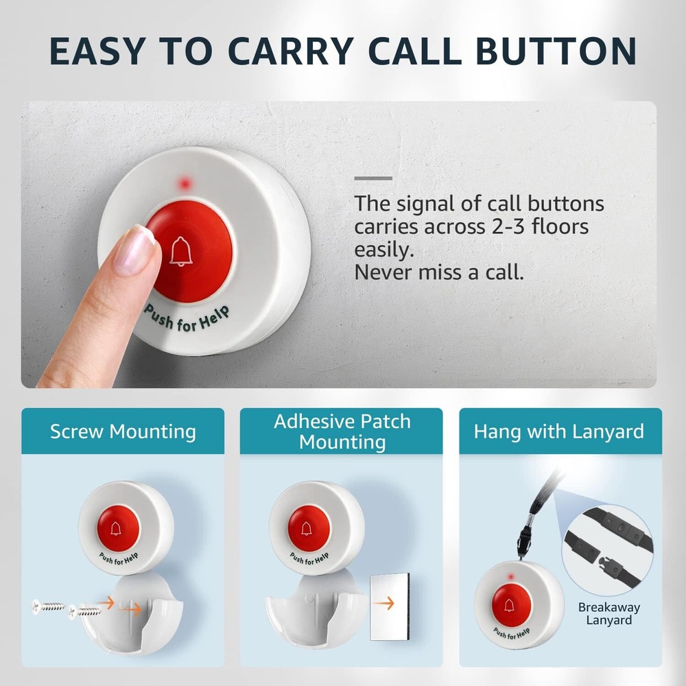 ✅ Caregiver Pager Wireless Call Buttons Motion Sensor Alarm System for Elderly ✅