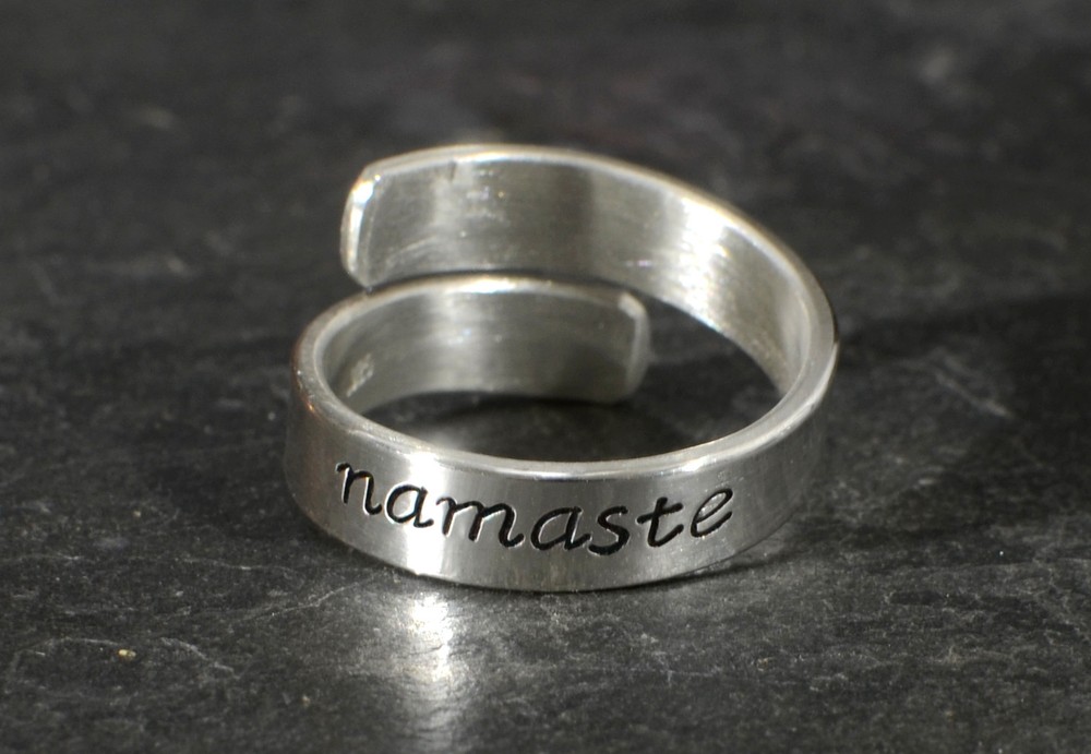 Sterling silver namaste bypass ring