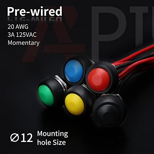 12mm Momentary Push Button Switch Mini Round Switch Waterproof 1A 250V Black
