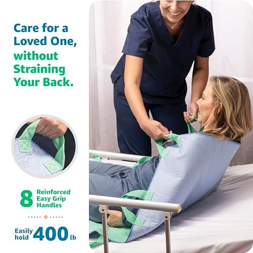 Positioning Bed Pad with 8 Handles, Quick-Drying, Washable, Waterproof for Elder