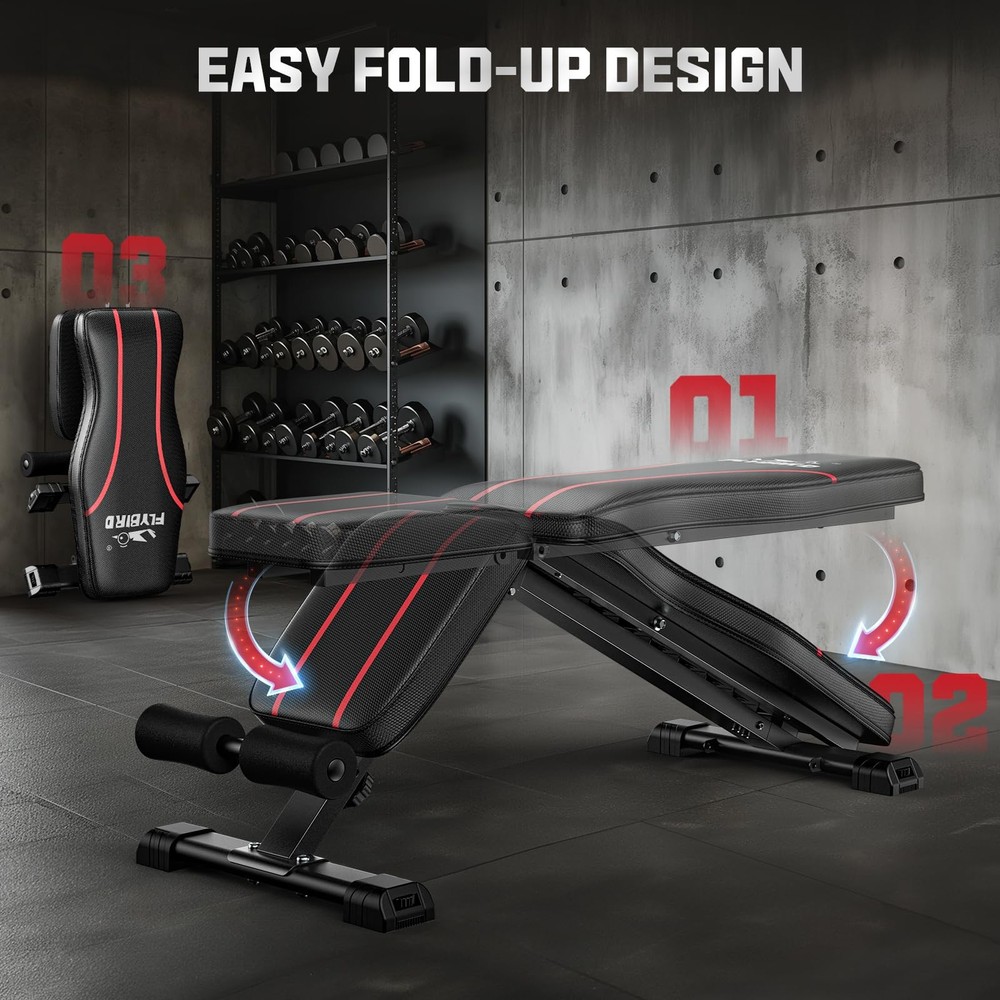 FLYBIRD Adjustable BenchUtility Weight Bench for Full Body Workout-