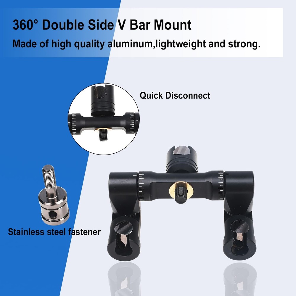 Perogen Archery Bow Stabilizer Double Side Adjustable V-Bar Mount Quick Disco...
