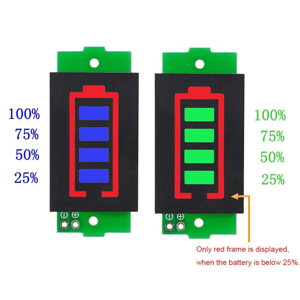 1-8S Lithium Battery Capacity Indicator Module 4-Level LED Display Tester 5-Pack