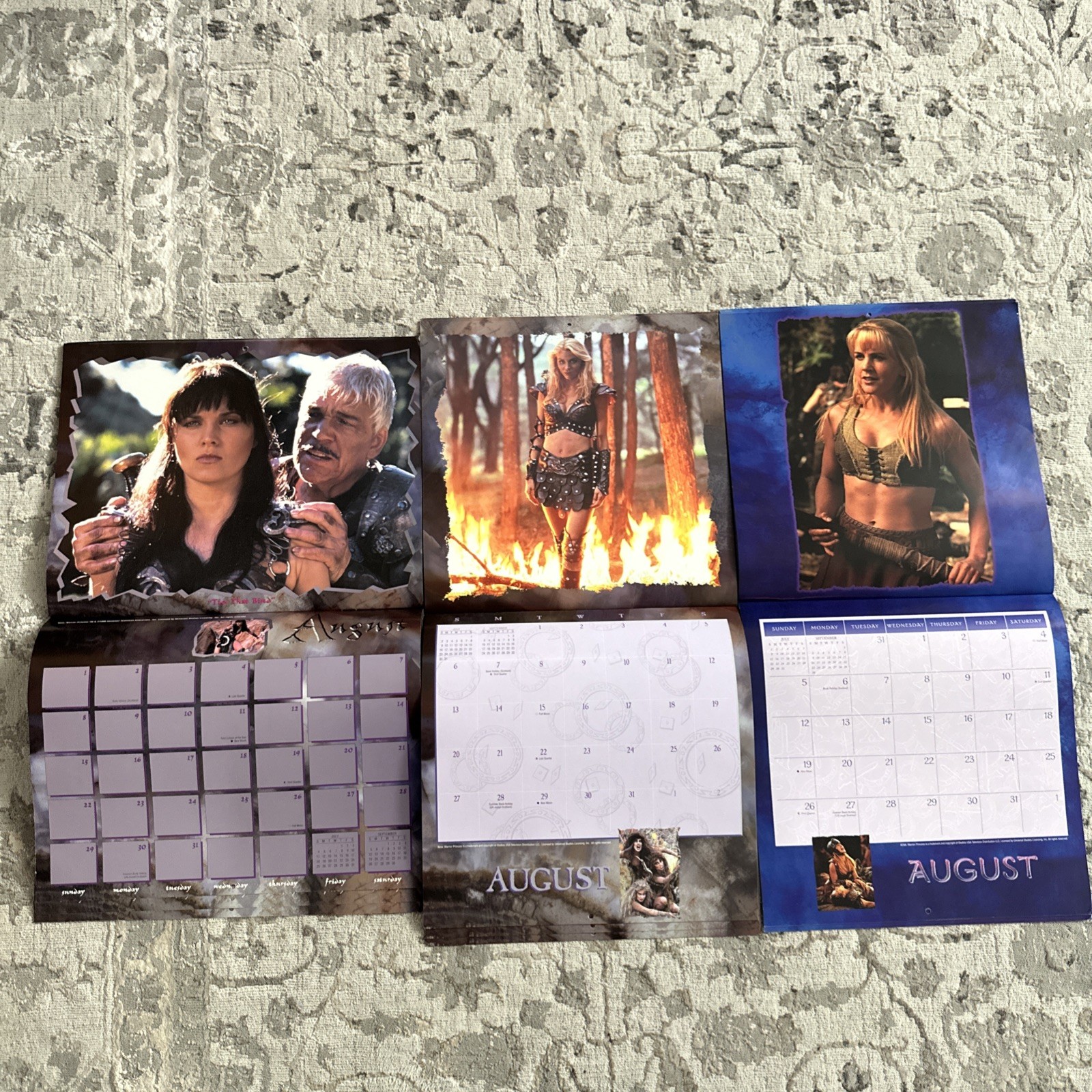 LOT X 3 - Xena Warrior Princess - Calendars 1999, 2000 and 2001 - Never used!