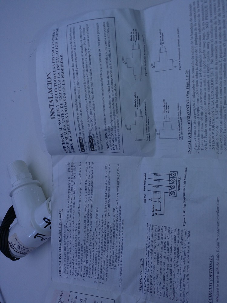 Model SS1 Safe-T-Switch Low Voltage Overflow Shut-Off Switch