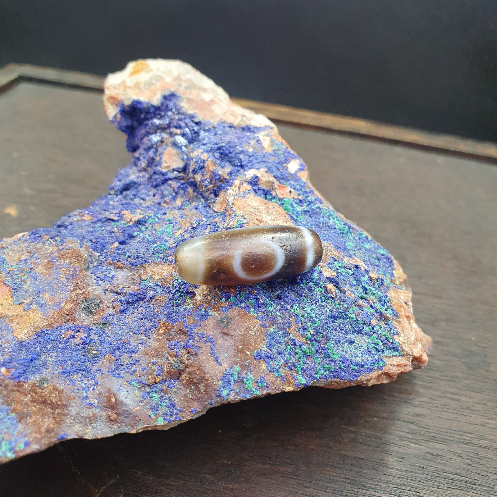 Antique Old Tibetan 2Circle Eyes Agate stone Dzi Bead Amulet HQ-8