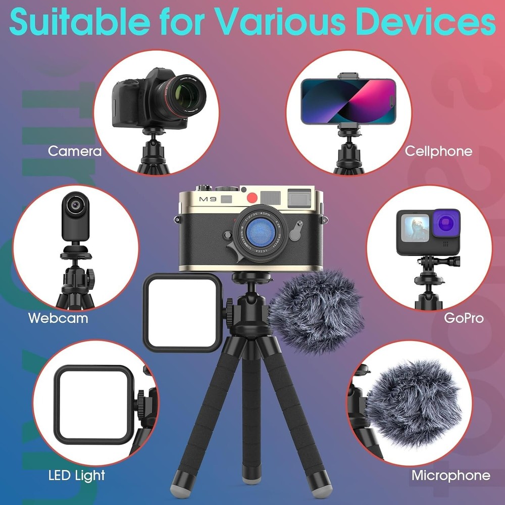 Flexible Tripod with Quick-Release Plate for Camera and Cellphone, Mini Tripod S