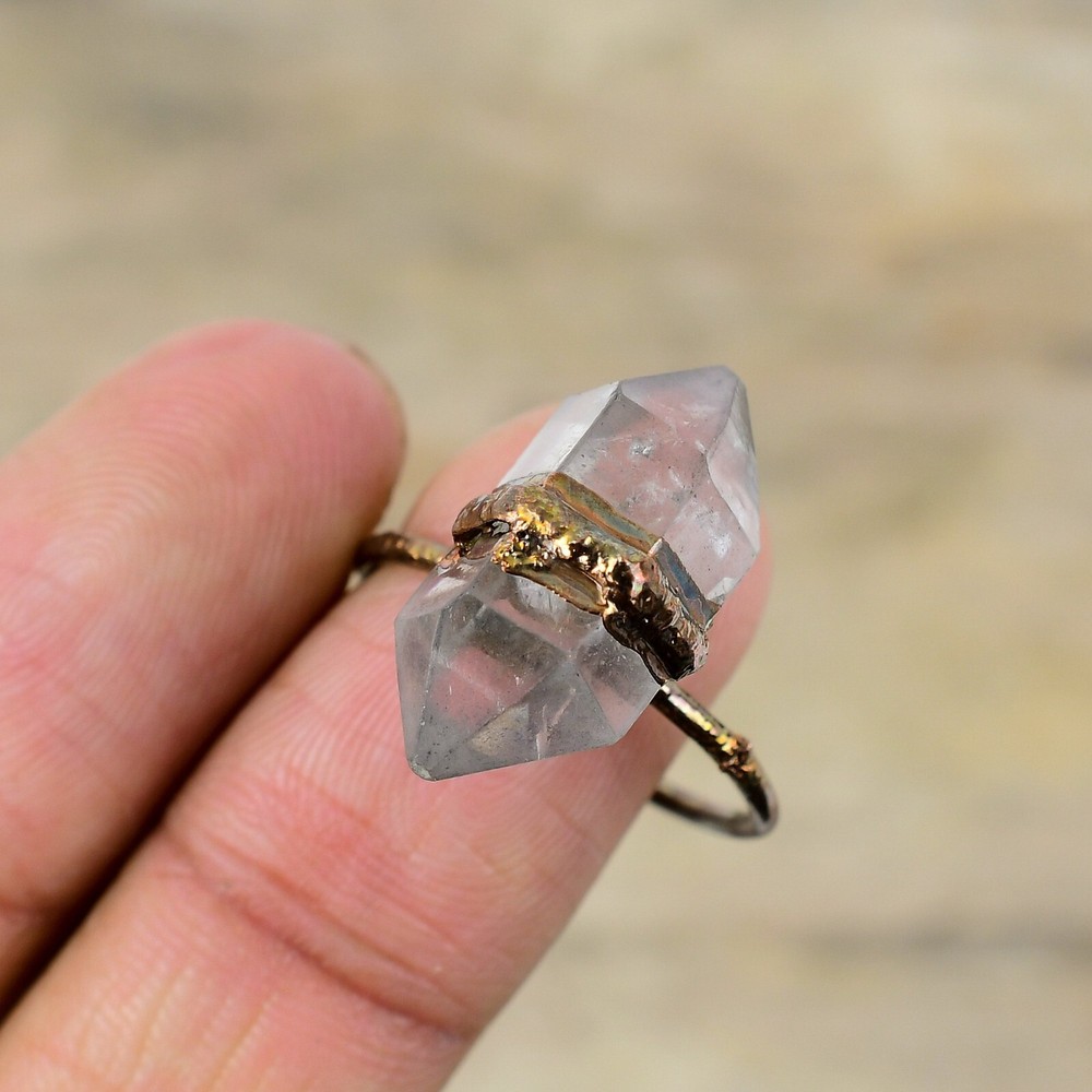 Herkimer Diamond Electroformed Promise Adjustable Ring Size Adjustable Copper