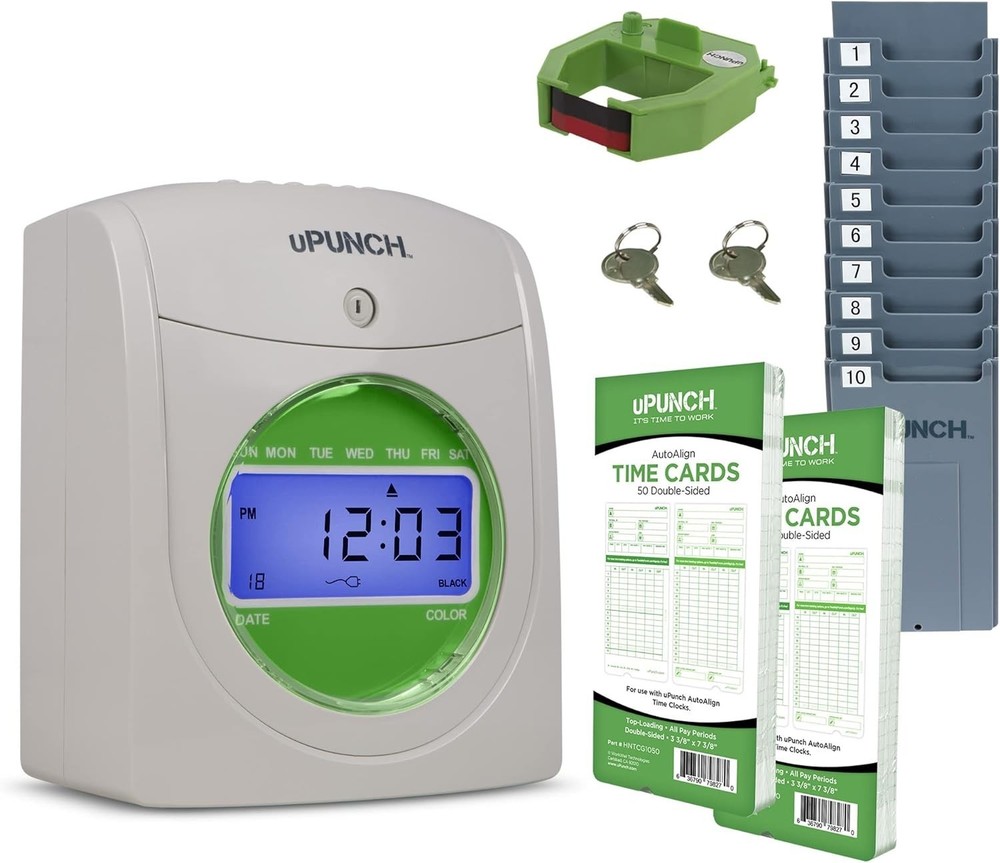 Starter Time Clock Bundle for Small Business: Employee Punch Clock System wit...