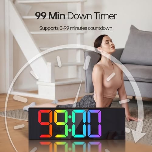 16.2" Large Digital Wall Clock with Seconds, Bluetooth Sync, Alarm Big LED,