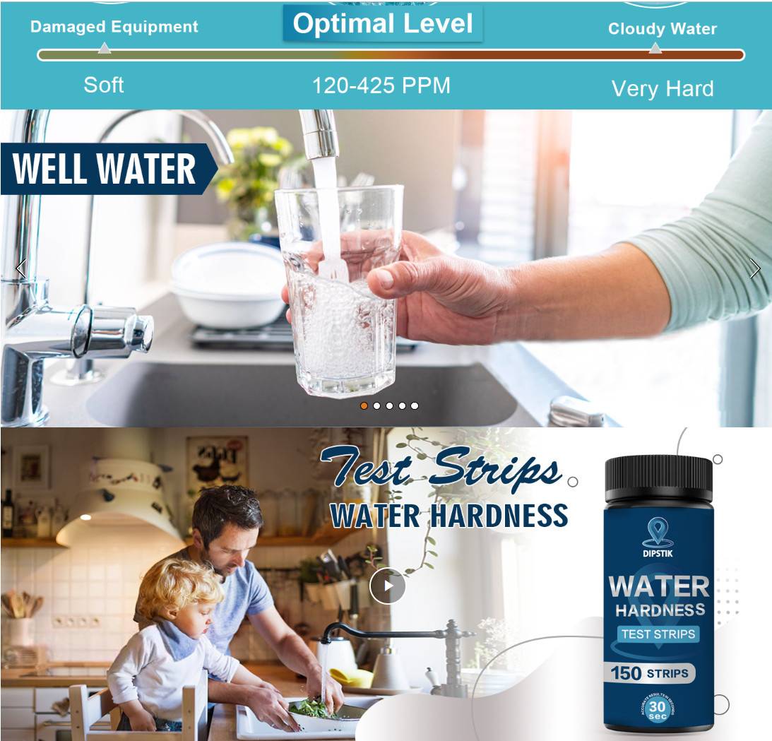 Water Hardness Test Kit-150 Strips Water Quality Testing for Drinking/Well Water