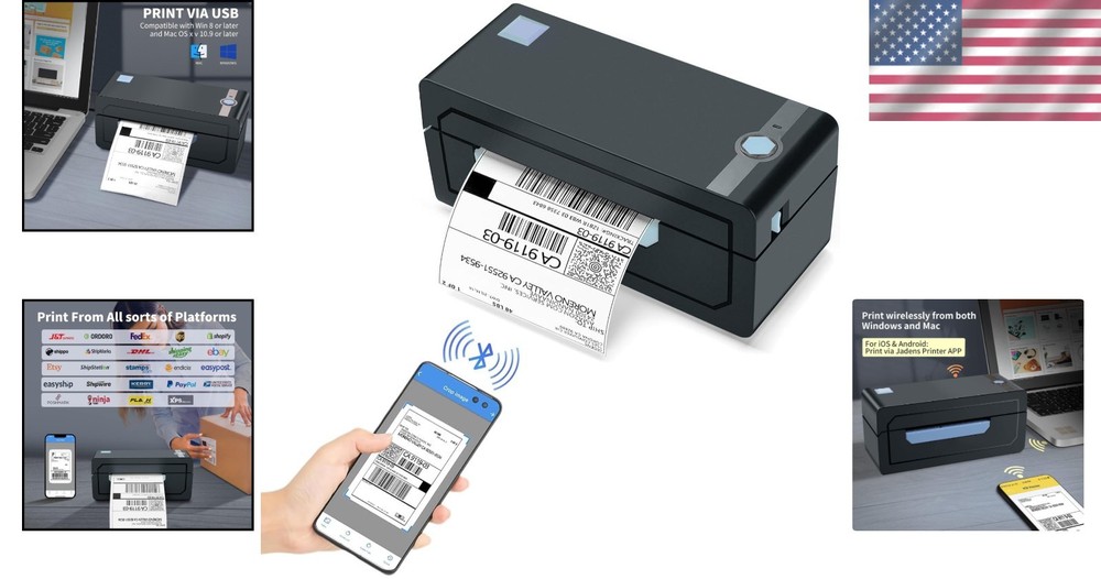 Wireless 4x6 Shipping Label Printer - iOS Android Compatible