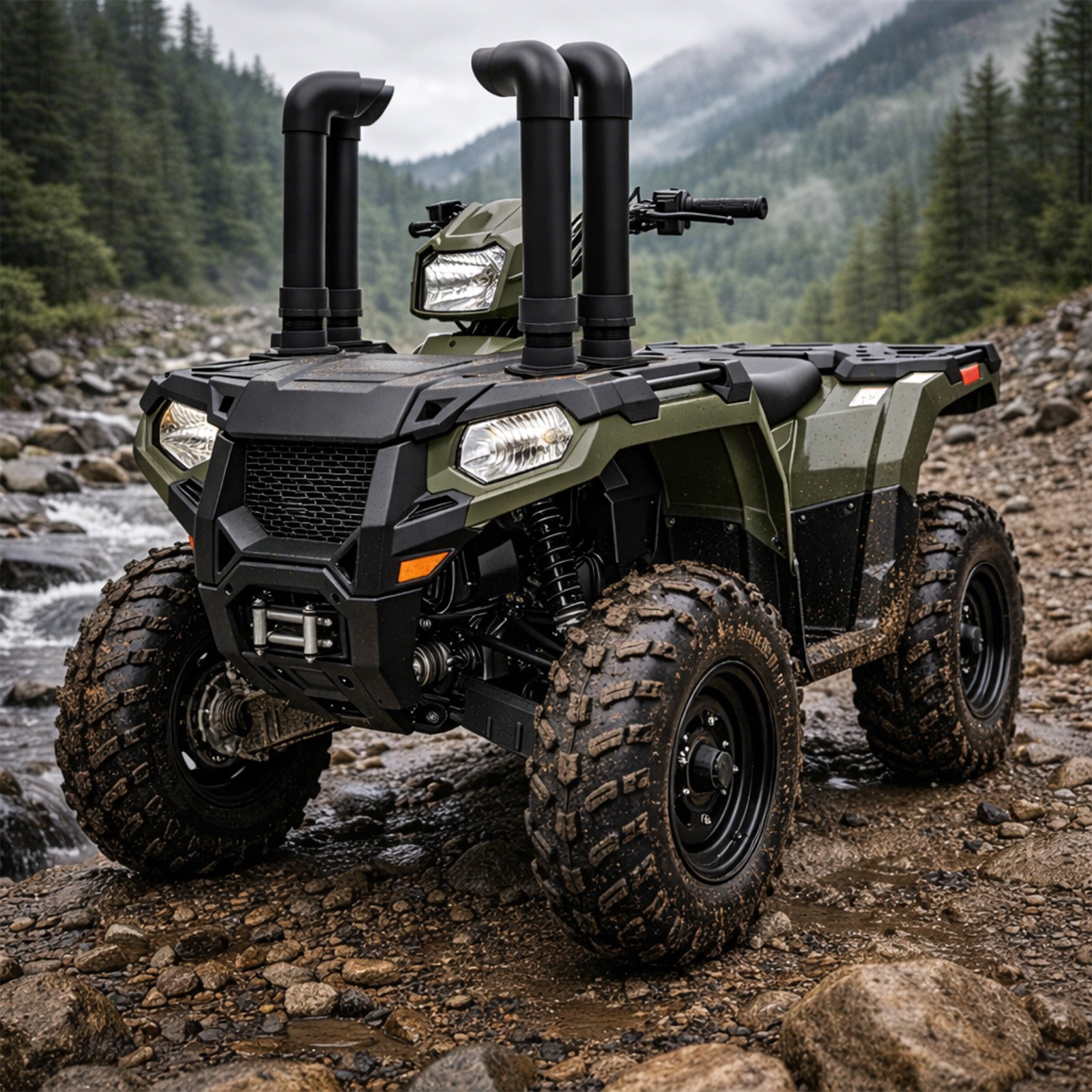 (4) Black Snorkel Kits For Polaris Sportsman  400 500 600 700 800 1994-2014