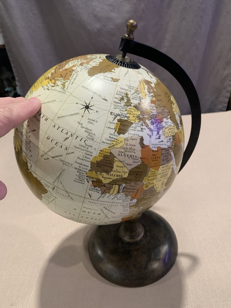 Rustic Primitive World Globe With Base 8” Globe 13” With Base. Home Decor