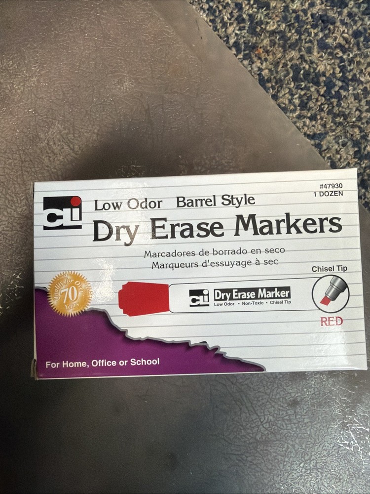 CLI BARREL STYLE DRY ERASE MARKERS RED