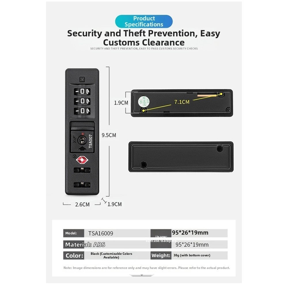 FOR TSA Certified Combination Lock with Easy Code Reset for Travel For Luggage
