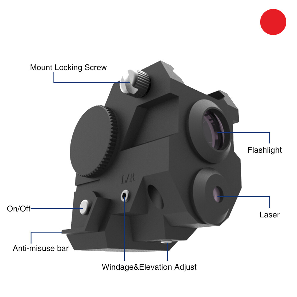 Laspur Mini Sub Compact Red Laser Sight with Flashlight Combo for Pistol