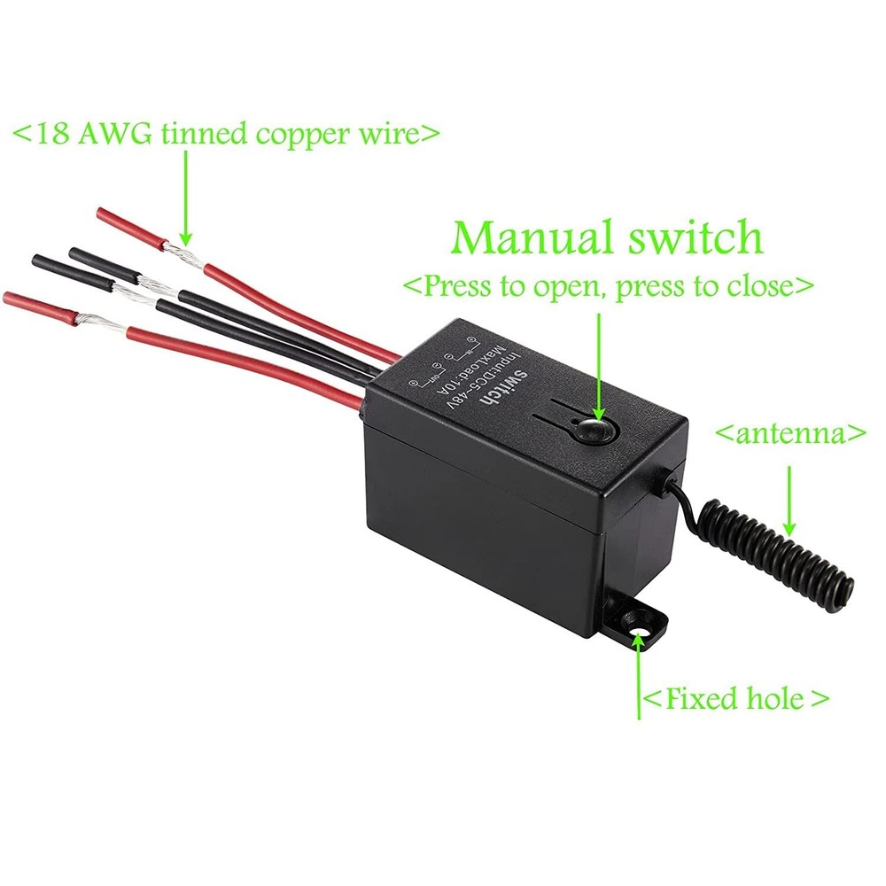 12V Mini Wireless RF Switch, DC 12V/24V/48V, 10A Long Range Remote Control