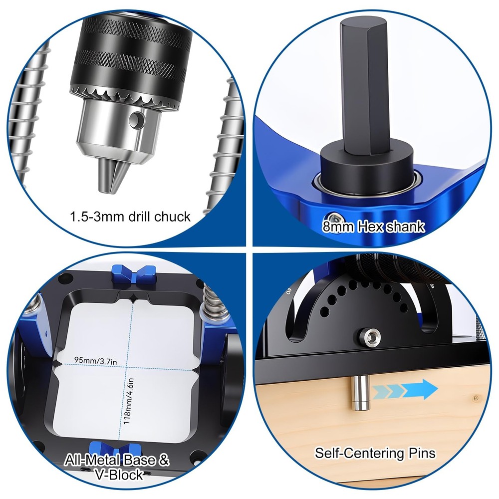 Upgraded Portable Drill Guide, Adjustable 0°to 60°Multi Angle Drill Guide for...